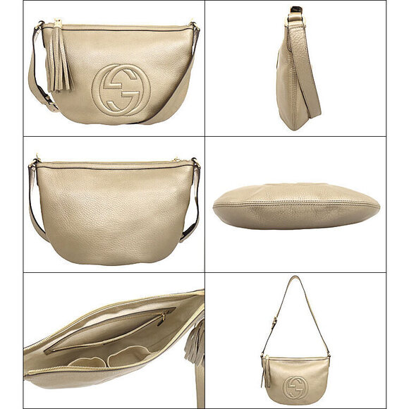 Gucci Soho Interlocking GG Logo Leather Shoulder Bag Gold - Picture 2 of 3